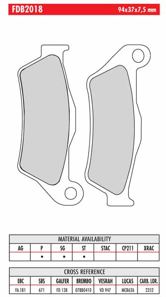 FR-FDB2018 - drawing NOT to scale