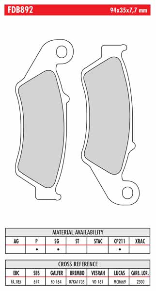 FR-FDB892 - drawing NOT to scale